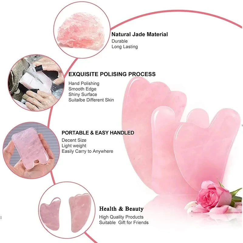 ✨ Gua Sha cuarzo Rosado Facial Karün – Efecto Lifting Natural & Spa en Casa